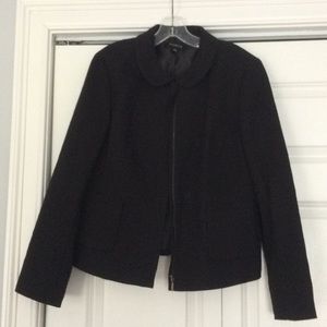 Talbots black textured linen jacket